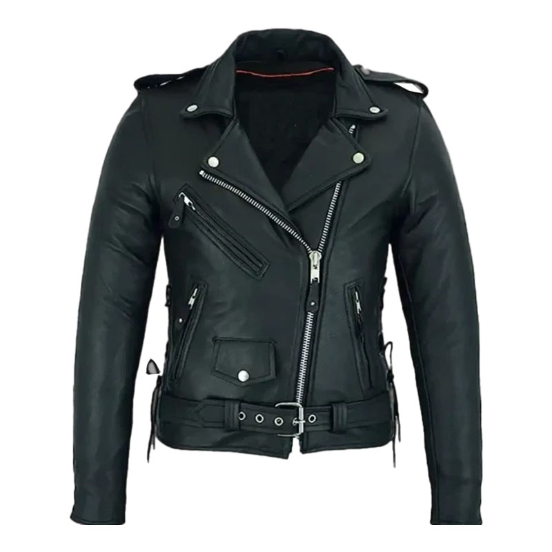 Women’s Classic Motorcycle Leather Jacket - Image 9