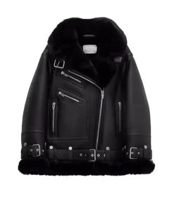 Women Moto Shearling Jacket
