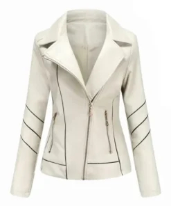 Women White Genuine Leather Jacket