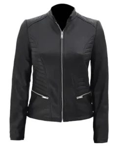 Womens Black Quilted Leather Jacket