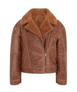 Women’s Brown Cracked Shearling Jacket