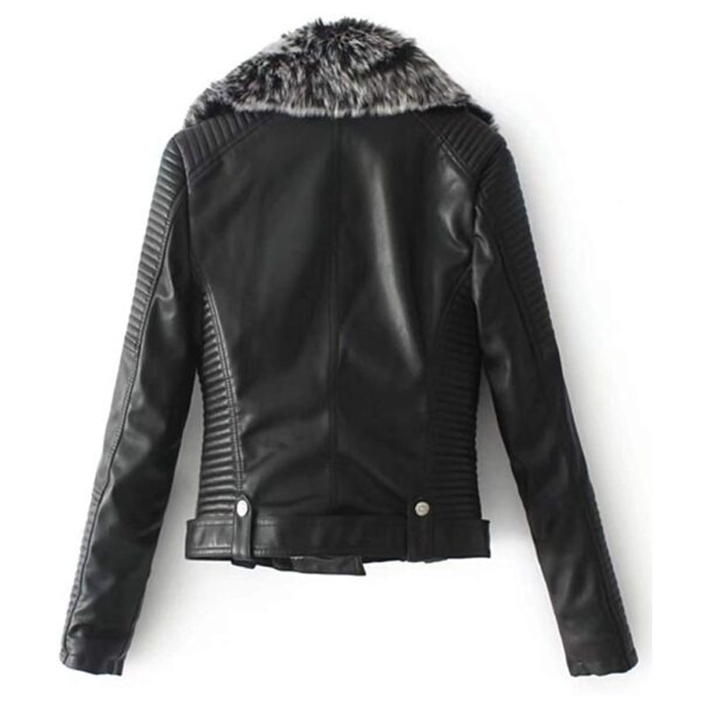 Women’s Faux Fur Quilted Moto Jacket - Image 2