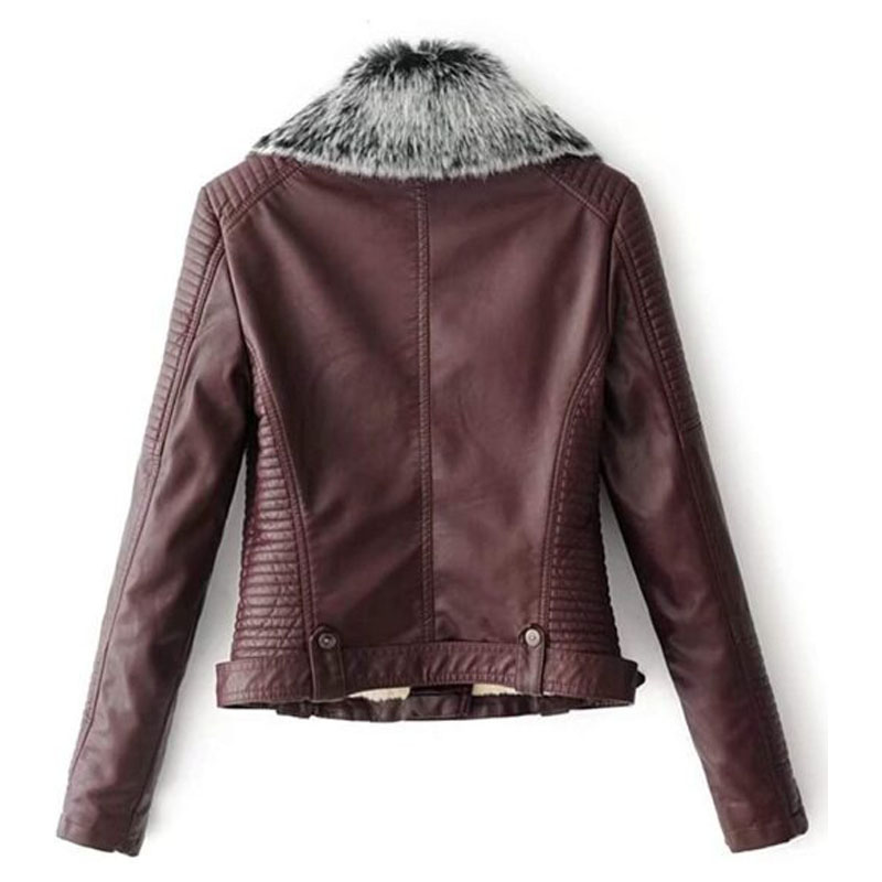 Women’s Faux Fur Quilted Moto Jacket - Image 4