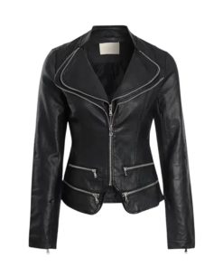 Womens Faux Leather Moto Jacket