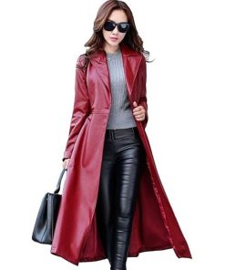 Women's Lambskin Leather Trench Jacket Over Coat