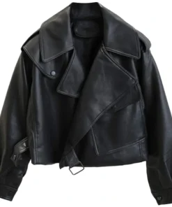 Women's Oversized Black Leather jacket