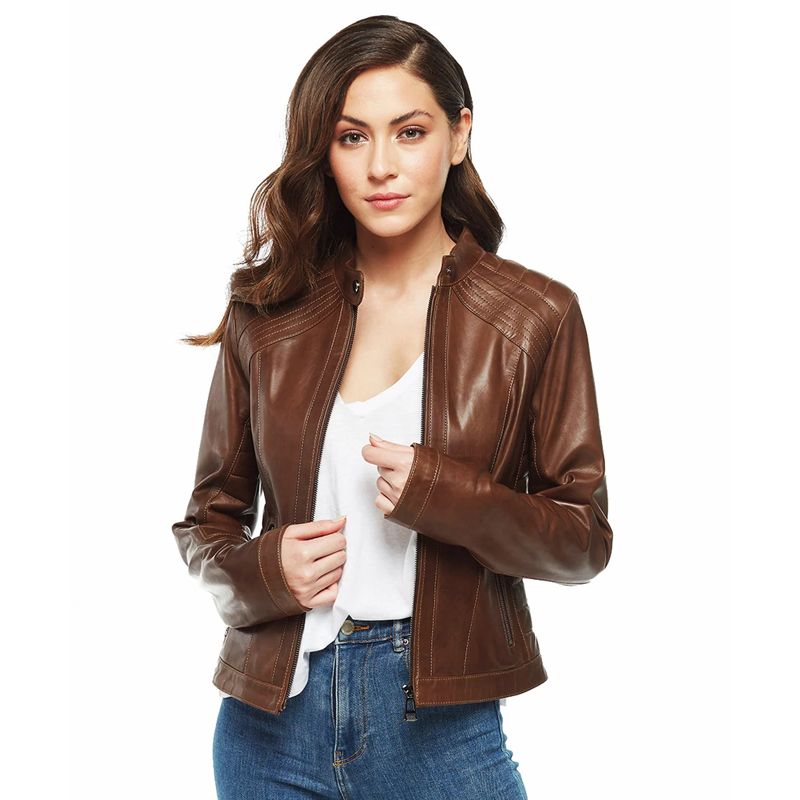Women’s Real Brown Leather Classic jacket