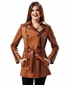 Women’s Real Brown Leather Coat