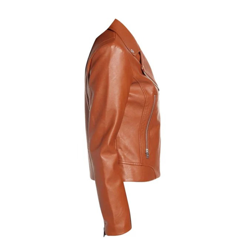 Womens Real Brown Leather Jacket - Image 2