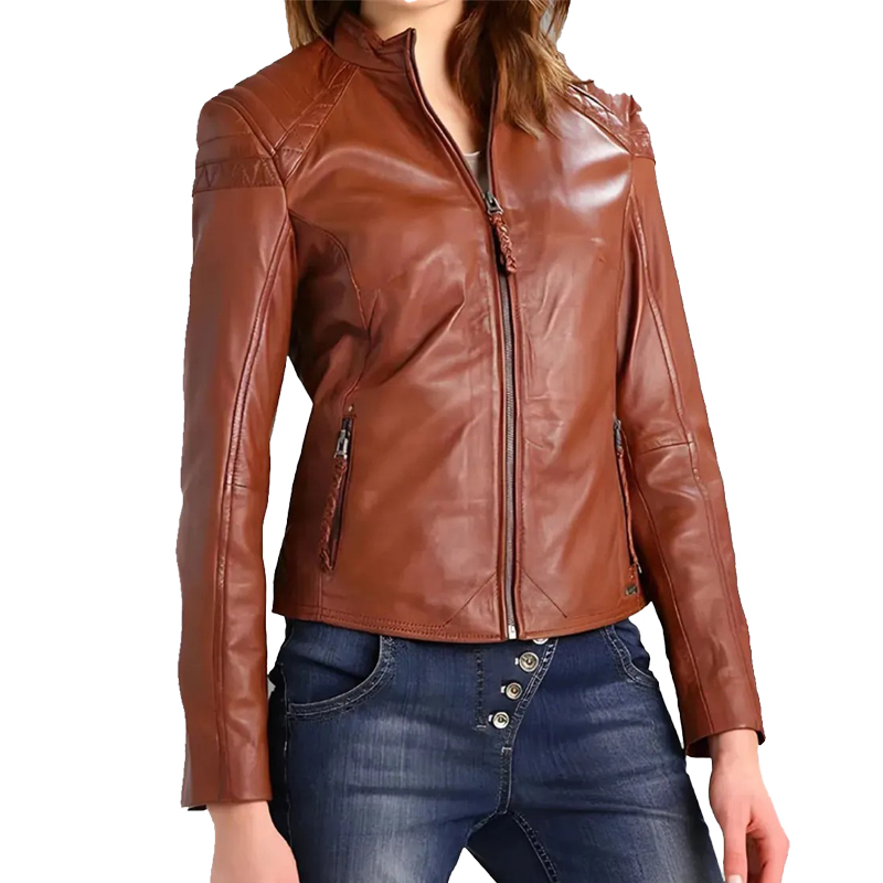 Women's Slimfit Brown Leather Jacket