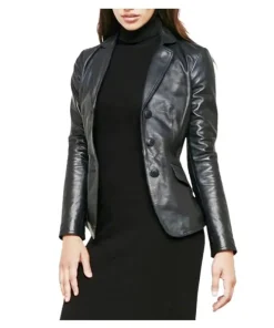 Women’s Soft Lambskin Leather Biker Blazer