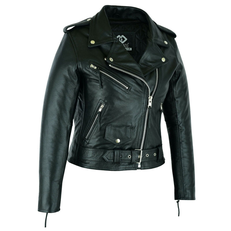 Women’s Classic Motorcycle Leather Jacket - Image 2