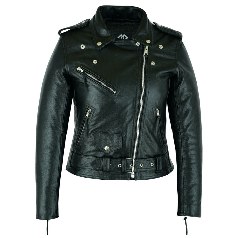Women’s Classic Motorcycle Leather Jacket - Image 3