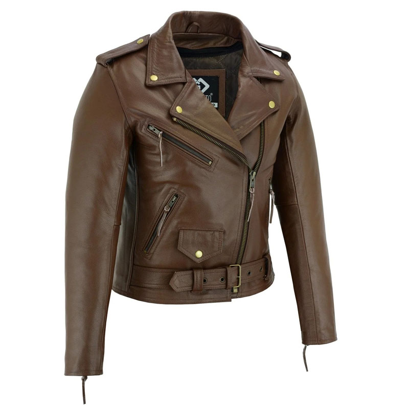 Women’s Classic Motorcycle Leather Jacket - Image 6