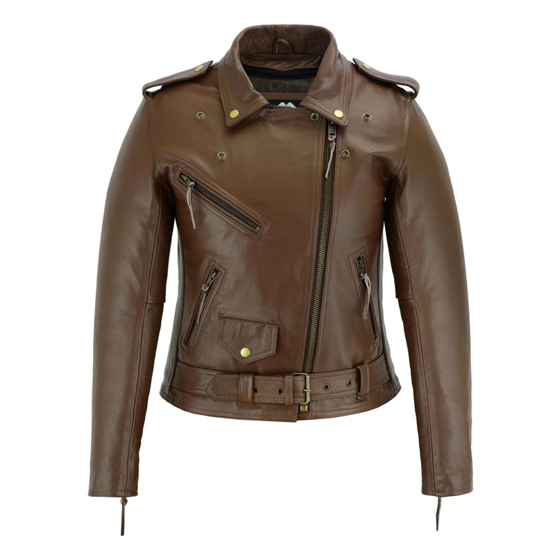 Women’s Classic Motorcycle Leather Jacket - Image 7