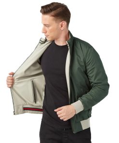 Men’s Real Beige Leather Double Sided Sport Jacket