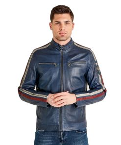 Men’s Real Blue Leather Jacket