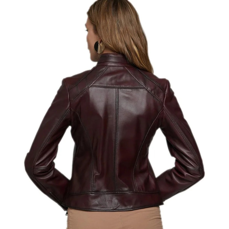 Women’s Real Dark Brown Leather Jacket - Image 4