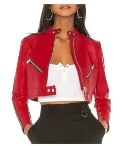 Thandi Cropped Racer Leather Jacket